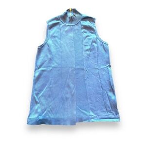 Doncaster Collection Silk Blend Mock Neck Sleeveless Knit Top Women's Blue XS